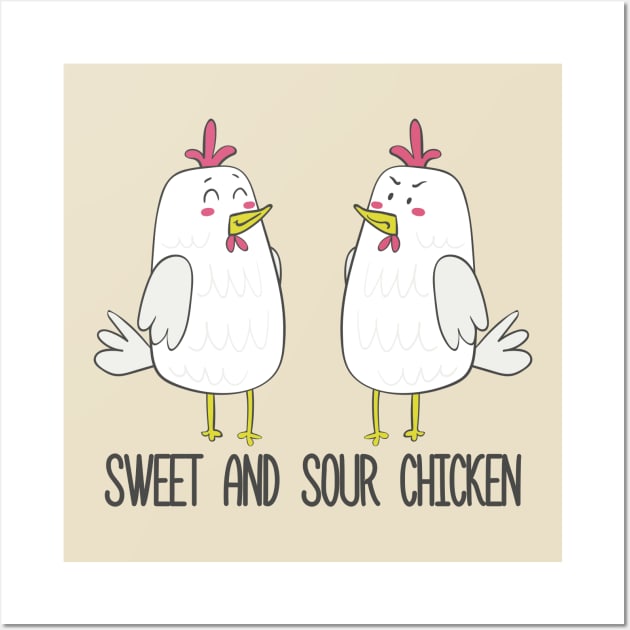 Sweet and Sour Chicken Funny Gift Wall Art by Dreamy Panda Designs